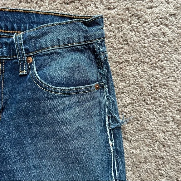 Levi's 512 Tapered Blue Stripe Side Seam Raw Hem and Sides Jeans Size 29x30 - Picture 5 of 11